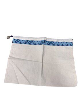 Tory Burch White Canvas Dust Bag Authentic Blue Pattern & Gold Logo Charm 13"x10